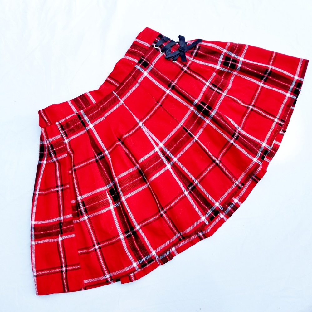 Justice Red Plaid Skirt w/Built-in Shorts